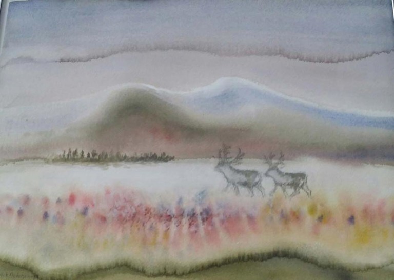 Høst i fjellet, 35×50 cm, akvarell SOLGT