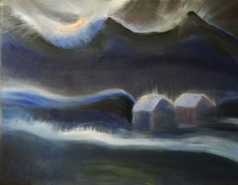 Nordlandsnatt, 40×50 cm, olje SOLGT