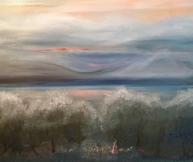 «Augustkveld» 60 x 70 cm Olje SOLGT